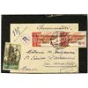 Image 1 : 1916 Registered mourning envelope to FRANCE bearing 5 cents green and brown (Yvert 41) and 10 cents 