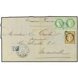 1875 Envelope written from COTONEU, Dahomey 21st October 1875 endorsed "Courier Francaise" sent by F