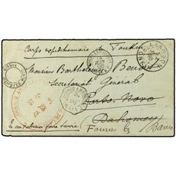1896 Stampless Military cover to Dahomey from Tonkin Expedition. Struck with ´Corps Exp. Tonkin/Lign
