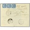 Image 1 : 1866 Inter-island mail envelope cancelled by the British Post Office Martinique and bearing French G
