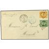 Image 1 : 1876 Envelope to MARSEILLE bearing French General Colonies 40 c orange (Yvert 13) mixed with French 