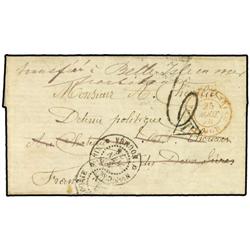 1878 ILE NOU. Carta de un preso político dirigida a otro preso político en BELLE ISLE. En el frente 