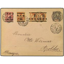 1913 25c. "Sage" postal stationery envelope uprated surcharged ´N.C.F. 5´ on 40c. & 75c, together wi