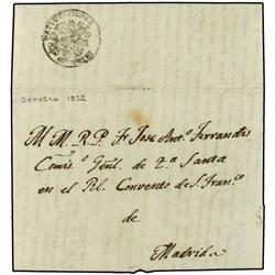 1832 DAMASCO a ESPAÑA. Carta enviada por un Fraile Franciscano al Procurador General de Tierra Santa