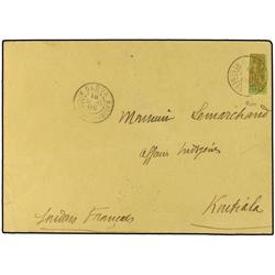1908 Envelope to the FRENCH SUDAN bearing 20 c yellow/green (bi-sect) (Yvert 7) tied by GAOUA HAUT S