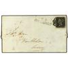Image 1 : 1841 Envelope to WIMBLEDON bearing 1 d black tied by black MALTESE CROSS sent from London with arriv