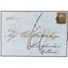 Image 1 : 1852 Envelope to HOLLAND bearing 1 d brown (SG 8) imperf tied by 498 numeral with MANCHESTER datesta