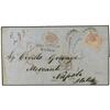 Image 1 : 1861 Envelope to ITALY bearing 6 d pale lilac (SG 70) tied by SHEFFIELD 700 duplex with red PD erase