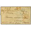 Image 1 : 1844 Pre-stamp envelope to FRANCE cancelled by ORILLIA U.C. double ring in blue with date in manuscr