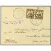 Image 1 : 1915 Envelope to FRANCE bearing C.E.F. 1/2 d on 3 pf brown (pair) (SG 1) tied by octagonal French pa