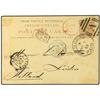 Image 1 : 1883 Postal stationary card 8 cents brown cancelled by COLOMBO PAID duplex addressed to Holland with