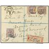 Image 1 : 1906 Registered cover to London via New York with Aug 1902 provisionals 1 d. on 4 d., 1 d. on 6 d. a