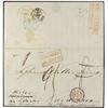 Image 1 : 1844 Stampless envelope written from PORT LOUIS sent on the steamer "Tartar" with boxed accountancy 