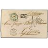 Image 1 : 1870 Envelope to ITALY cancelled by Bristish Post Office JACMEL on reverse, charged "10" with boxed 