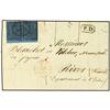 1857 Envelope to FRANCE, bearing 40 cent. deep blue (Sassone 5a), (a lower marginal pair) tied by PA