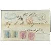 Image 1 : 1871 Envelope to FRANCE bearing 40 c. violet (2) (Yvert 19) and 20 c. blue (2) (Yvert 23) tied by 23