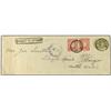Image 1 : 1902 Postal stationary envelope 2 sen olive upgraded with, 4 sen rose (pair) (SG 140) tied by native