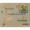 Image 1 : 1904 Registered envelope to Gothenburg, Sweden, franked 4s, pairs of 8s and 10 sen, tied by Sannomiy
