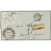 Image 1 : 1855 Stampless envelope to FRANCE cancelled FRANCO ENELMIN, DE LA LUZ double ring with handstamp 4 o