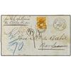 Image 1 : 1878 Envelope to FRANCE bearing Hidalgo 10 cents orange (SG 105) overprinted VERA CRUZ tied by VERA 