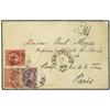 Image 1 : 1872 Envelope to Paris with mixed franking of 8 skill. "Lion" + 3sk. & 4sk. "Posthorns" tied by Chri