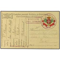 1918 Military mail correspondence card cancelled by DISTACCAMENTO ITALIANO DI PALESTINE COMMANDO cac