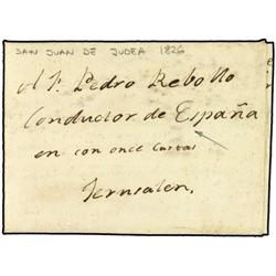 1827 SAN JUAN DE JUDEA a JERUSALEM. Carta enviada a Pedro Rebollo CONDUCTOR DE ESPAÑA con once carta