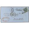 Image 1 : 1862 Entire to New York franked imperf 1 dinero tied boxed net cancel with Lima cds in association. 