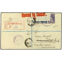 1918 (30-Enero) KIONGA a KEETMANSHOOP (Africa del Sur) y reexpedida a KARIBIB. Carta certificada fra