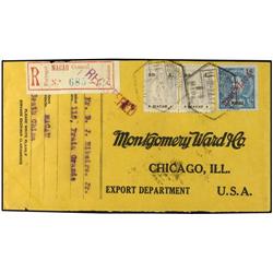 1932 Registered cover to Chicago franked by 1911 16 a. blue and Ceres 1923 10 a.  Pale grey blue pai