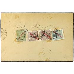 1921 Registered cover to France franked on reverse with 1911 2 a. green, 1913 9 a. on 15 a. chocolat