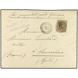 1883 S. JUAN a FRANCIA. Carta enviada desde el Consulado Francés y franqueada con sello de 8 ctvos. 