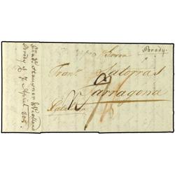 1805 TULEZYN (Ucrania) a TARRAGONA (España). Encaminador manuscrito al dorso "Hausner, Violland Brod