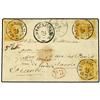 Image 1 : 1861 Envelope to FRANCE bearing 24 ore yellow orange (3) (Facit 10) tied by STOCKHOLM datestamp with