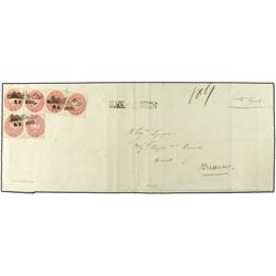 (1920 CA) 1/6 t. olive, shiny print, tied by Lhasa marking to reverse of large size cover with colou