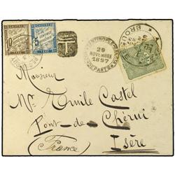 1897 Envelope to Pont De Cherni, France, franked 10 paras tied by BROUSSE date stamp, with Constanti