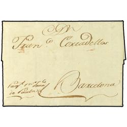 1786 NEW YORK a BARCELONA (España). Indicación manuscrita "Paquebot Francisco de Paula". Muy rara y 