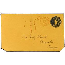 1867 Postal stationary envelope 2 cents back on orange (Scott U20) cancelled by cork cachet addresse