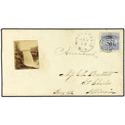 (1870 CA) Sobre con publicidad de MINNE HA-HA FALLS en Minneapolis con estampación en seco del marco