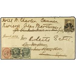 1884 Cover franked by 1882 Garfield 5 c. brown used from San Francisco to London. On arrival (March 