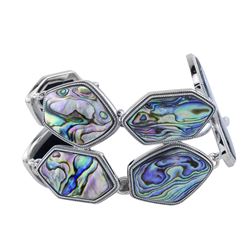 Sterling Silver Abalone Two-Row Toggle Bracelet