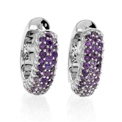 Silver Jade & Amethyst Reversible Hoop Earrings