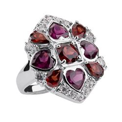 Silver 7.68ctw Multi Garnet & Topaz Ring-SZ 6