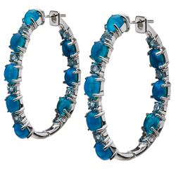 Sterling Silver Opal & Blue Topaz Hoop Earrings