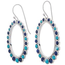 Sterling Silver Turquoise and Lapis Hoop Earrings