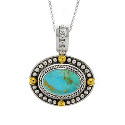 Sterling Silver Turquoise Gold Bead Accent Pendant