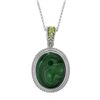 Image 1 : Sterling Silver Oval Malachite & Peridot Pendant