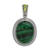 Image 2 : Sterling Silver Oval Malachite & Peridot Pendant