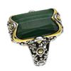 Image 2 : Silver Step Cut Malachite Beaded Ring-SZ 5