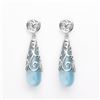 Image 1 : Silver Milky Aquamarine Overlay Drop Earrings